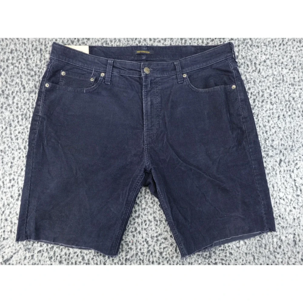 Abercrombie & Fitch Corduroy Shorts Mens 36 Navy Blue Good Cut‎ Off Stretch
